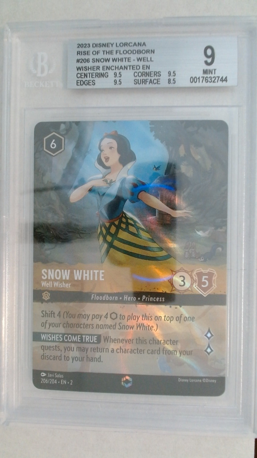 Lorcana Rise of Floodborn - Snow White Well Wisher Enchanted Foil BGS 9 #0017632744